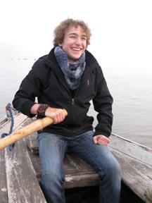 Adam rowing in the Ganges